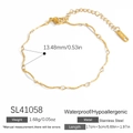 18K gold plated stainless steel wavy chain bracelet, waterproof and hypoallergenic - Minimalist Wavy Line (SL41058)