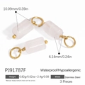 Three pieces of pink natural stone pendants with golden stainless steel wrap and rings - Rose Quartz Material Pendant Only (Without Chain) (3 Pieces/Pack) (PJ91787F)