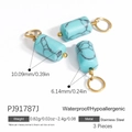 Gold stainless steel turquoise stone pendant charm with marble texture for jewelry DIY - Turquoise Texture Pendant Only (Without Chain) (3 Pieces/Pack) (PJ91787J)