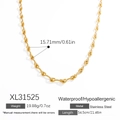 Waterproof 18k gold plated stainless steel wavy link chain necklace 54.5cm length - Gold Wavy Texture Large Link Necklace (XL31525)