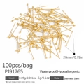100pcs 20mm golden stainless steel ball head pins for DIY jewelry making accessories - 20mm Ball Head Pins (PJ91765)