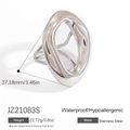 Verstellbarer Ring aus Edelstahl in Silber mit Wellendesign, hypoallergene Oberfläche - Flüssiges Wellenform Großes Modell (JZ21083S)