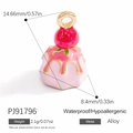 Cartoon pink strawberry cupcake charm in alloy for DIY jewelry making and pendants - Strawberry Cake Style (PJ91796)
