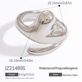 Anillo de corazón irregular de acero inoxidable hipoalergénico impermeable plata - Estilo Abstracto Cisne (JZ21489S)