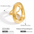 Golden irregular oval oversized ring in stainless steel with waterproof finish - Gold Irregular Oval (JZ21083)