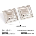 Polished silver irregular square stainless steel earrings with waterproof features - 18K Gold Plated / Silver Square Style (EH11245S)