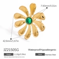 18k gold plated stainless steel ring with radial flower and malachite green stone - Adjustable Open / Malachite(JZ21505G)