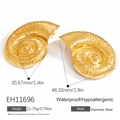 Golden irregular conch square earrings in stainless steel with textured spiral design - 18K Gold Plated / Gold Conch Spiral Style (EH11696)