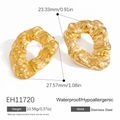 Golden irregular hammer textured square earrings in 18k gold plated stainless steel - 18K Gold Plated / Gold Irregular Hammered Style (EH11720)