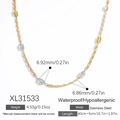 18K vergoldete Edelstahlkette mit bunten rechteckigen Perlen für Damen - Irisierender Perlenstil (XL31533)