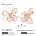Schmetterling Ohrstecker mit rosa Emaille aus vergoldetem Edelstahl - Rosa Schmetterling Blumenstil (EH11763C)