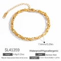 Golden 18k gold-plated stainless steel oval link chain bracelet with lobster clasp - Tank Chain Bracelet(SL41359)