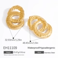 Waterproof gold double twisted hoop earrings in stainless steel with a vintage design - Intertwined Double Ring Style (EH11109)