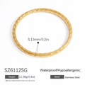 Golden 18K stainless steel twisted bangle with textured details and 5.13mm thickness - Woven Texture Style (SZ61125G)