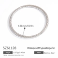 Waterproof silver stainless steel twist ring for women with textured 4.91mm band design - Diamond Grid Style (SZ61128)