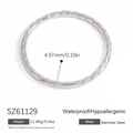 Polished silver stainless steel bangle featuring engraved diagonal texture pattern - Diagonal Style (SZ61129)
