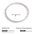 Polished silver stainless steel twist bangle with a sparkling diamond-cut texture finish - Spiral Cut Style (SZ61131)