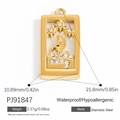 18K vergoldeter Edelstahl-Rechteckanhänger mit Sternen und Zirkonia-Figur - Tarot Figur Sternenhimmel (PJ91847)
