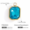 Waterproof gold-plated stainless steel pendant with blue rectangular faceted crystal stone - Blue Rectangle (PJ91913)