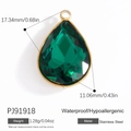Waterdrop-shaped green crystal pendant with gold-plated stainless steel frame - Teardrop Green (PJ91918)