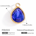 Waterproof blue crystal teardrop pendant with gold stainless steel frame for DIY necklaces - Teardrop Blue (PJ91919)