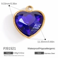 Dark blue heart-shaped crystal glass pendant with gold stainless steel bezel and 11mm size - Small Heart Blue (PJ91921)