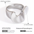 Irregular wave geometry ring in silver stainless steel, waterproof and hypoallergenic - Irregular Wave Minimalist Style (JZ21525S)