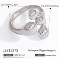 Minimalist liquid metal style irregular stainless steel ring in polished silver finish - Liquid Metal Irregular Style (JZ21527S)