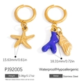 Set di ciondoli marini placcati in oro con corallo blu, stella marina e conchiglia - Stile Corallo Blu Lumaca di Mare (PJ92005)