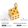 Golden stainless steel dice pendant with star cutouts and waterproof properties - Hollow Star Dice Style (PJ91970B)