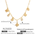 Collar de acero inoxidable chapado en oro de 18K con colgantes de circón y cadena ajustable - Estilo de Colgantes Múltiples (XL31633) / Dorado