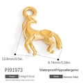 Polished 18K gold plated stainless steel horse charm pendant, waterproof and hypoallergenic - Horse Style (PJ91973)