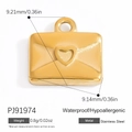 Golden stainless steel envelope pendant with hollow heart detail and waterproof finish - Hollow Heart Envelope Style (PJ91974)
