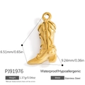 Polished 18K gold plated stainless steel cowboy boot pendant with flame pattern - Cowboy Boot Shape Style (PJ91976)