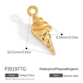 18K gold plated stainless steel ice cream cone pendant with dimensions and weight info - Ice Cream Cone Style (PJ91977G)