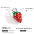 Mini pendentif fraise en acier inoxydable pour colliers et bracelets DIY rouge - Forme de Mini Fraise (PJ91843S)