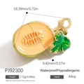 Ciondolo mini melone in lega dorata con smalto arancione per collane fatte a mano DIY - Stile Cantalupo (PJ92300)