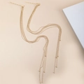 Elegant gold fringe hair clips with multi-layered bead chains for wedding hair styling - Gold Pair (C5501)