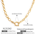 Collana a catena spessa in acciaio inossidabile dorato con chiusura a molla regolabile - Collana Piatta con Fermaglio a Molla (XL31342)