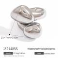 Verstelbare roestvrijstalen ring met organische lava-vorm en glanzende zilveren finish - Abstracte Stroomlijn Stijl (JZ21485S)