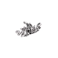 Relieve detallado de un ear cuff de hoja de loto en plata vintage con texturas grabadas - Plata Antigua (A1508)