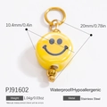 Stainless steel yellow smiley face pendant with gold beads and waterproof finish - Yellow Smiley Face Stainless Steel Pendant (PJ91602-2pcs)