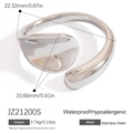 Adjustable silver stainless steel teardrop ring with waterproof and hypoallergenic finish - Streamlined Open Style (JZ21200S) / 3.74g / Silver