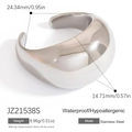 Polished silver irregular stainless steel open ring with mirror finish texture - Irregular Bold Open Style (JZ21538S)