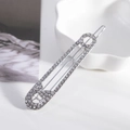 Elegante pasador tipo imperdible con brillantes diamantes de imitación sobre plata - Plateado