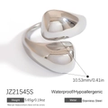 Minimalistischer silberner Tropfenring aus wasserfestem und allergiefreiem Edelstahl - Minimalistischer 3D-Linienring (JZ21545S)
