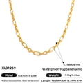 Golden stainless steel paperclip chain necklace waterproof hypoallergenic 40.5cm+5cm - Gold Paperclip Chain Necklace (XL31269)