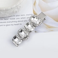 Sparkling square crystal hair clip with small rhinestones on silver base for women - White Clear Rhinestone (c6126-1#)