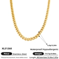 Waterproof gold cuban link necklace in stainless steel with 40.5cm length and 6mm width - Gold Cuban Link Chain Necklace (XL31268)