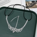 Gothic silver layered rhinestone hair chain with crystal water drop pendants on green tray - Wave Layered Style (D2418)